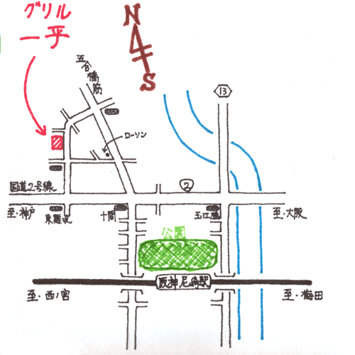 グリル一平までの地図